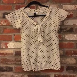 Polka dot pussy bow blouse